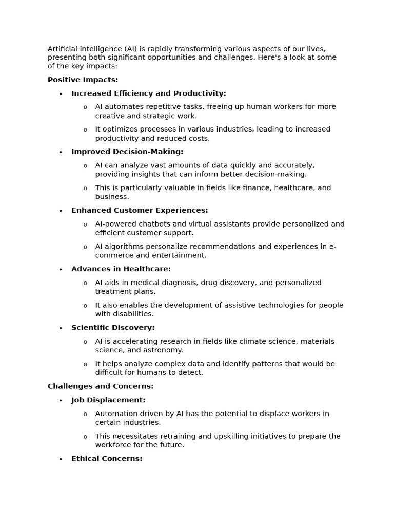 AI's Impact: Benefits and Challenges | PDF | Artificial Intelligence ...