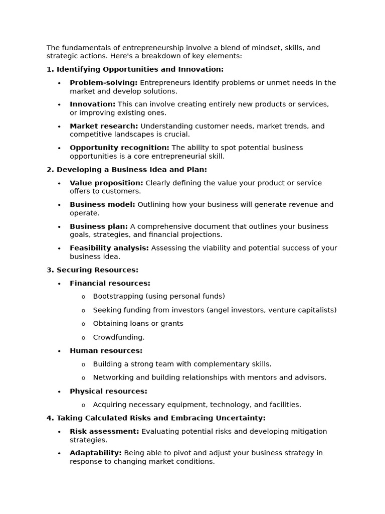 The Fundamentals Of Entrepreneurship Involve A Blend Of Mindset Pdf