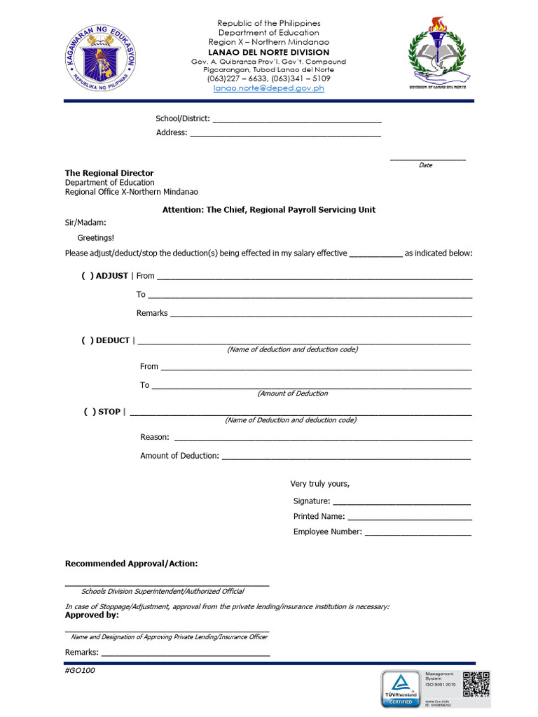Authority to Deduct Form Template | PDF | Employment Compensation ...