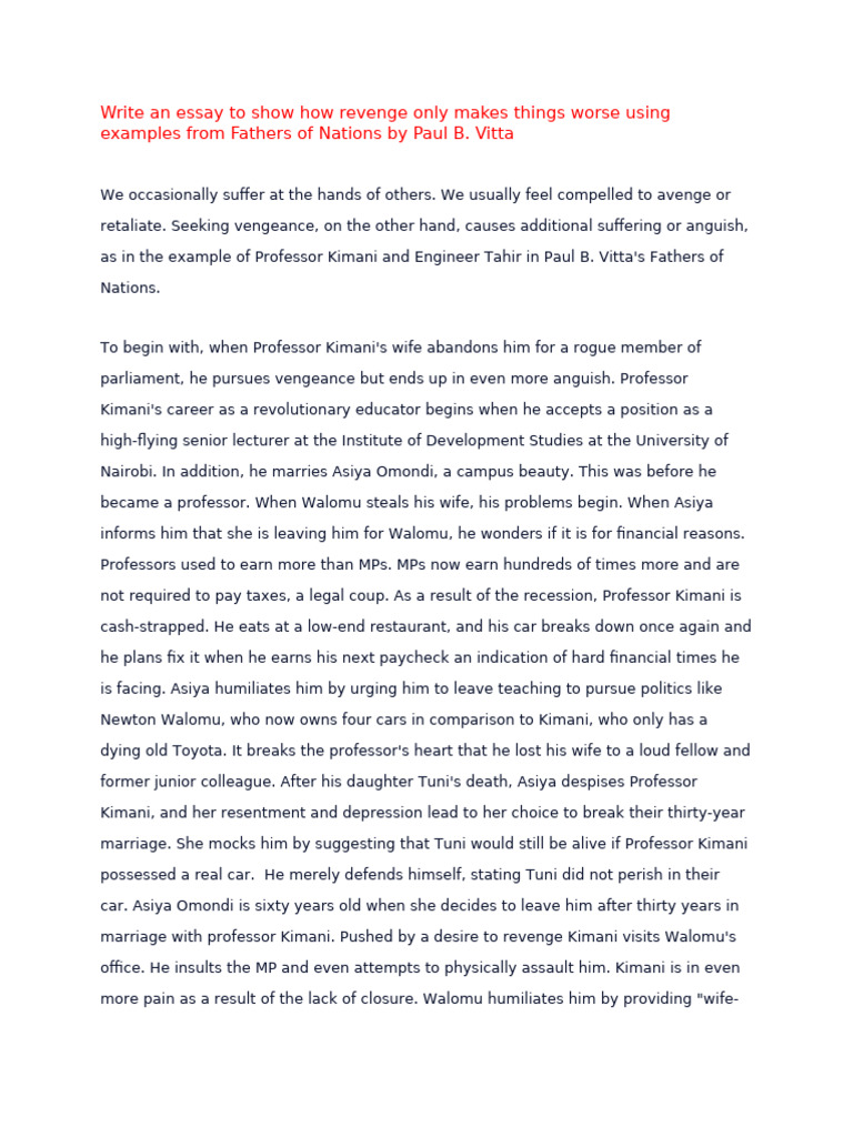 The Futility of Revenge in Vitta's Work | PDF