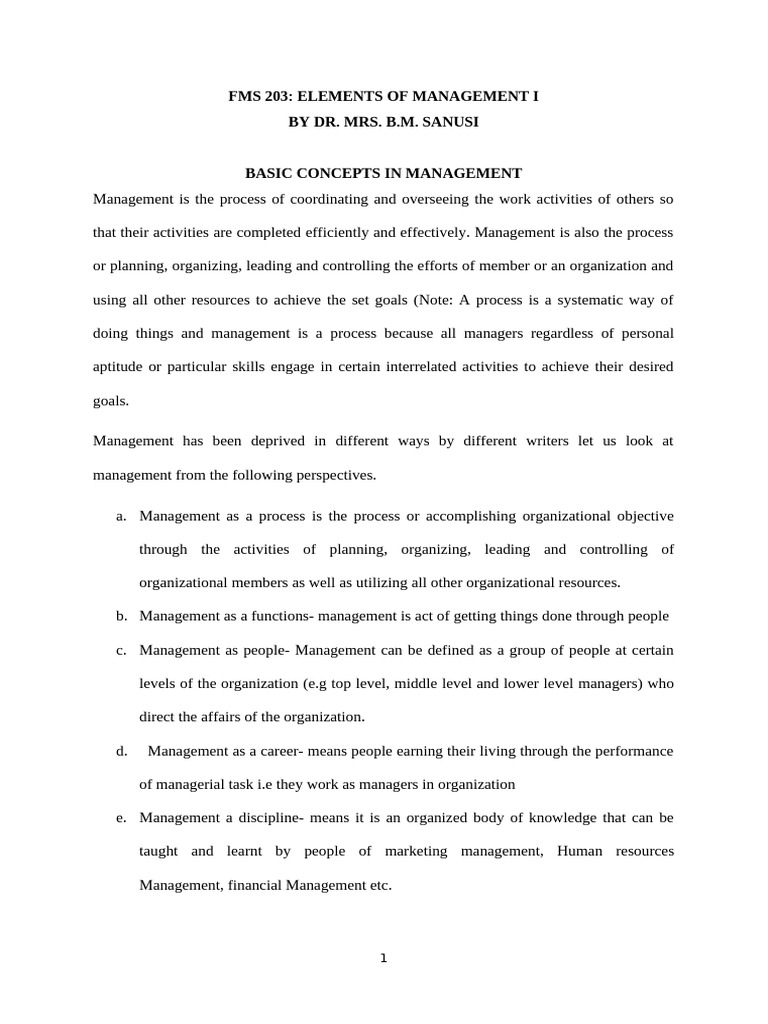 Basics of Management Concepts Explained | PDF | Leadership ...