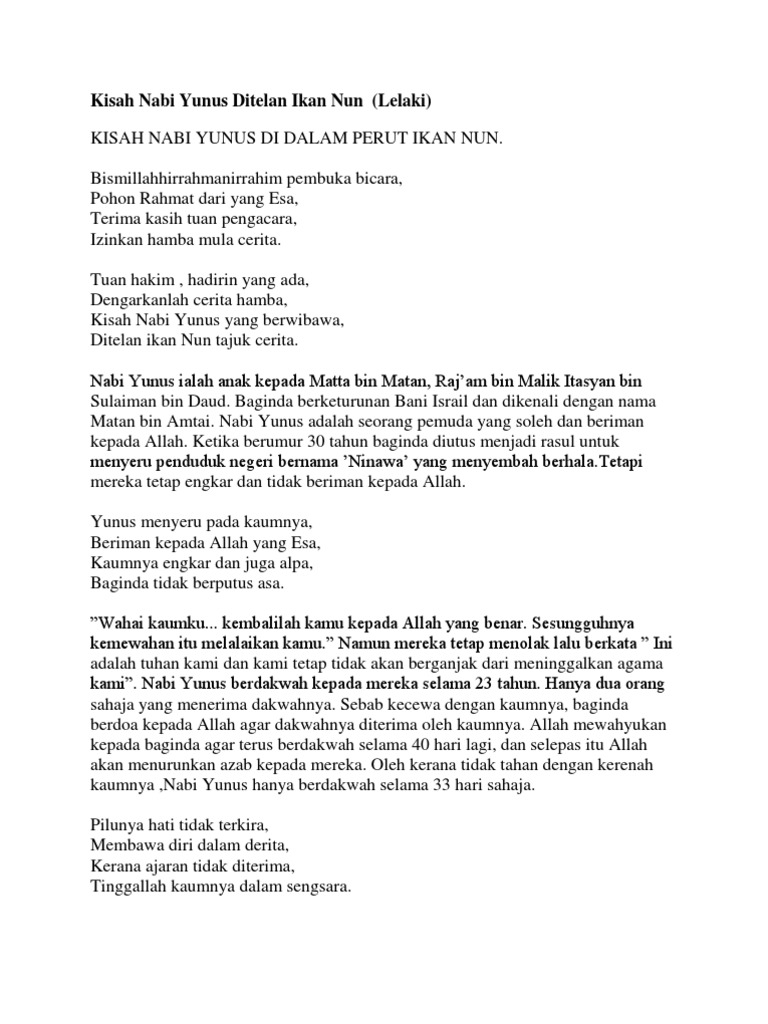 Kisah Nabi Yunus Ditelan Ikan Nun Pdf