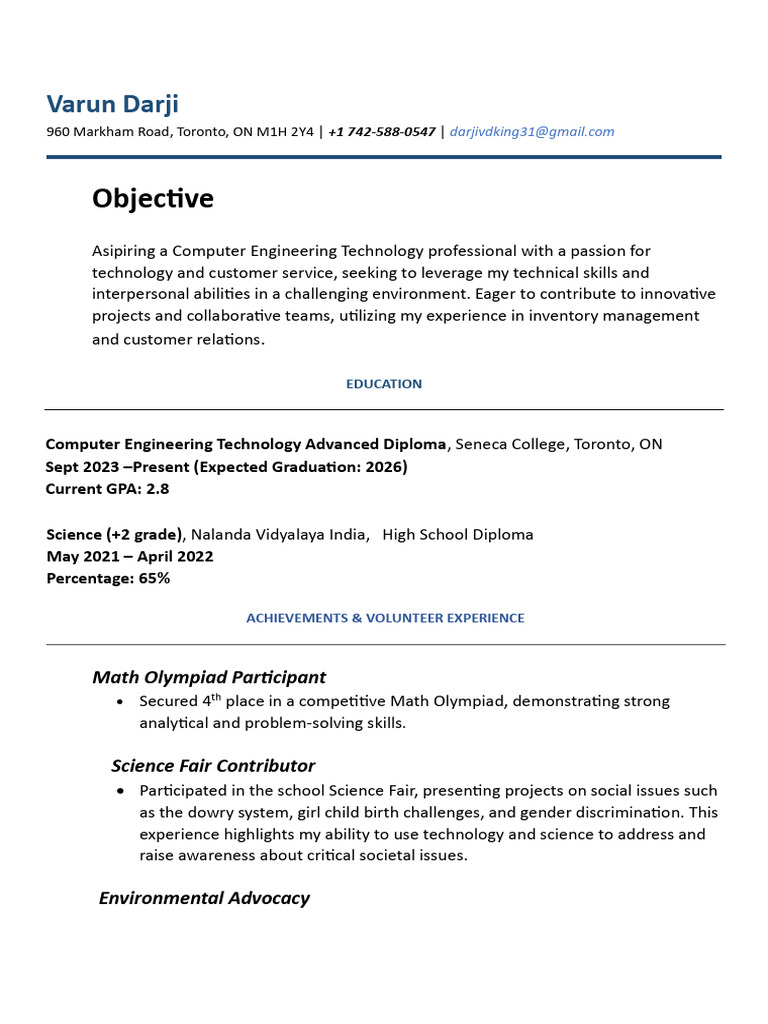 Computer Engineering Tech Resume | PDF | Engineering | Science