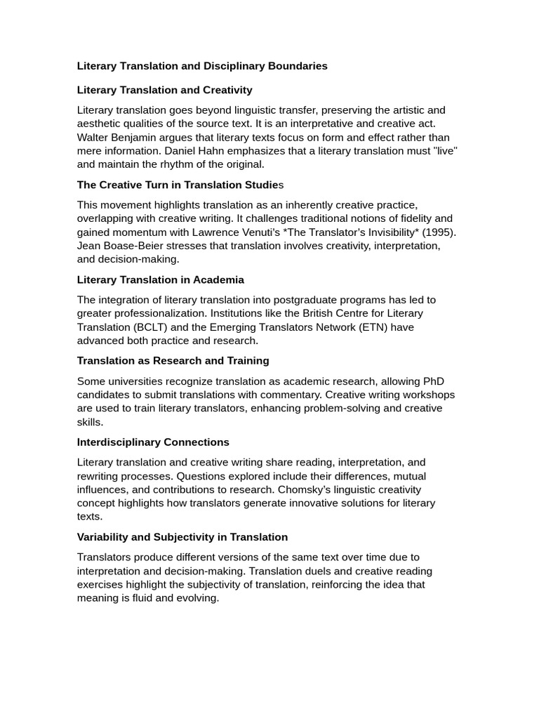 Creative Aspects of Literary Translation | PDF