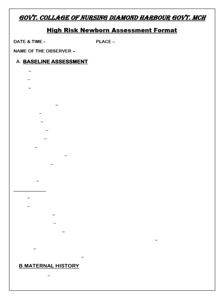 Newborn Assessment Format Guide | PDF | Pregnancy | Childbirth