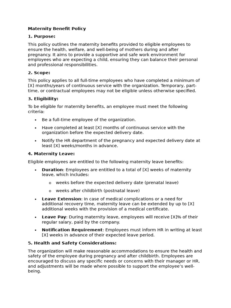 Maternity Benefit Policy v1 | PDF | Parental Leave | Employment