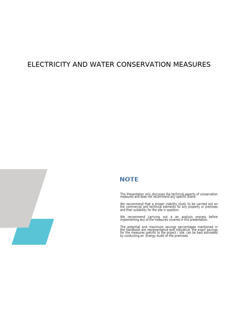 Handbook of Electricity Water Conservation Measures - English | PDF ...