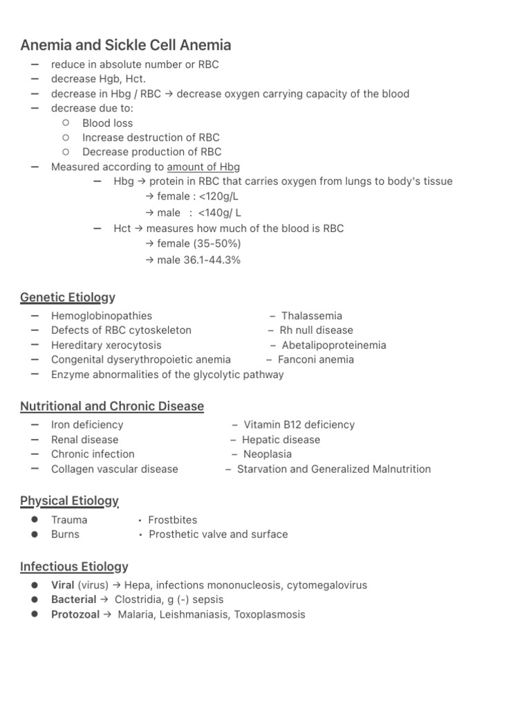 UNIT 3: Anemia and Sickle Cell Anemia | PDF | Red Blood Cell | Anemia