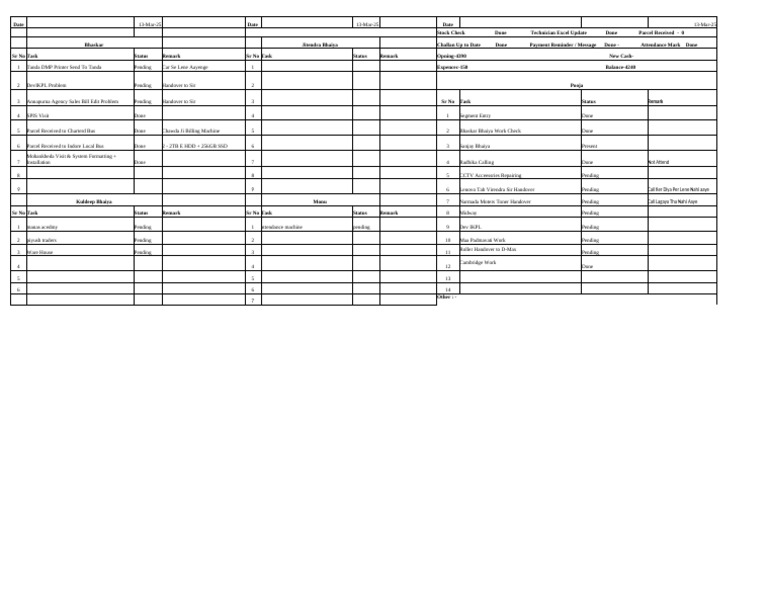 Office Work Report Format 13-03-2025 | PDF
