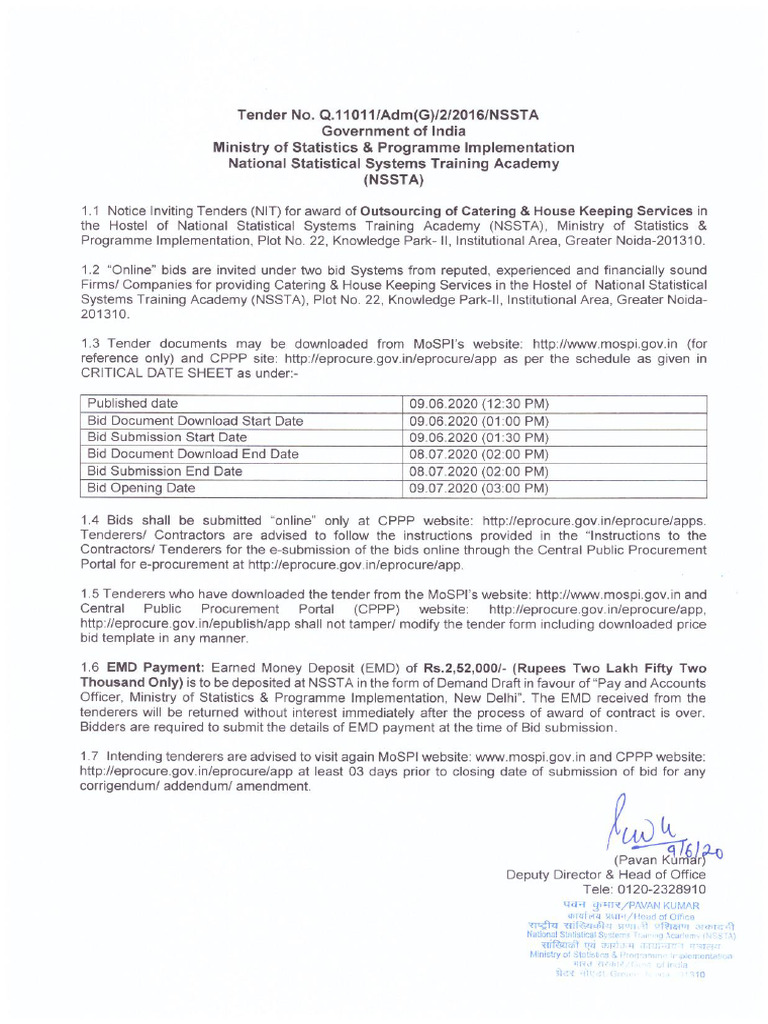 NSSTA Catering and Housekeeping Tender | PDF | Employment | Menu