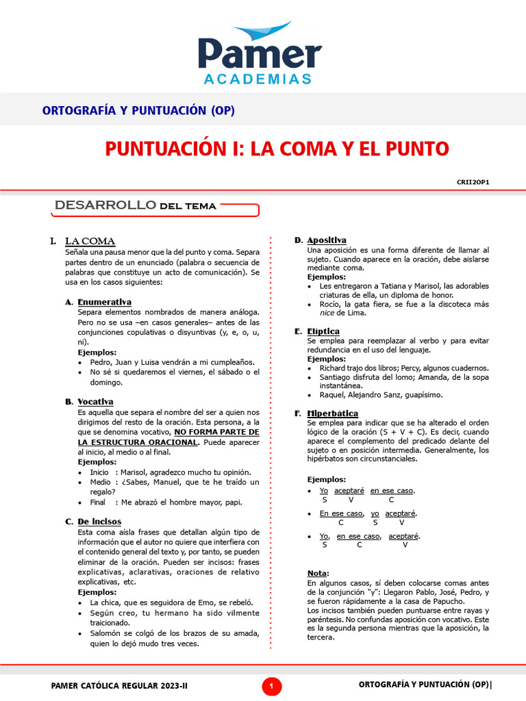 Uso de la Coma y el Punto | PDF | Coma | Puntuación