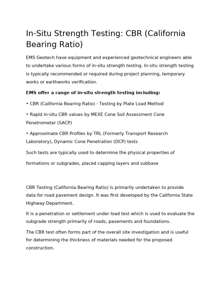 CBR Test | PDF | Foundation (Engineering) | Deep Foundation