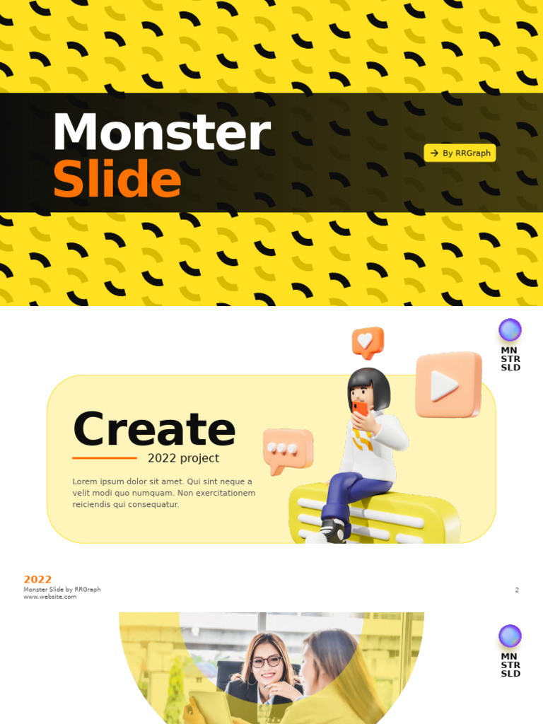 Monster Slide PowerPoint Template | PDF