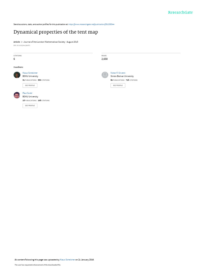 Dynamical Properties of The Tent Map | PDF | Mathematical Objects ...