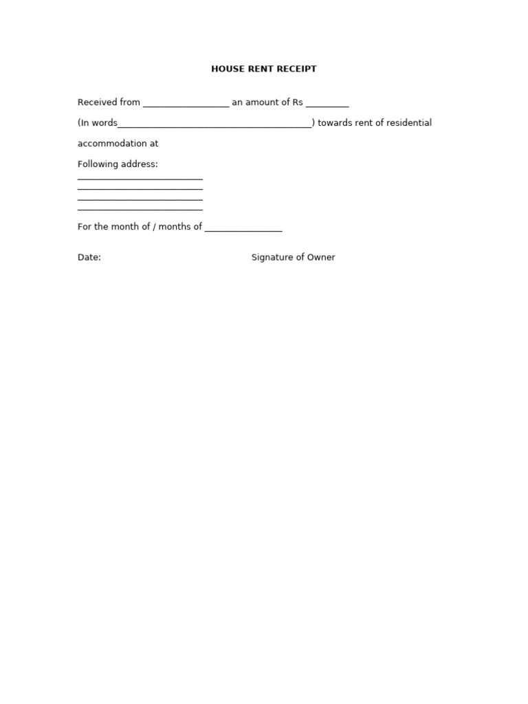 House Rent Receipt Template | PDF