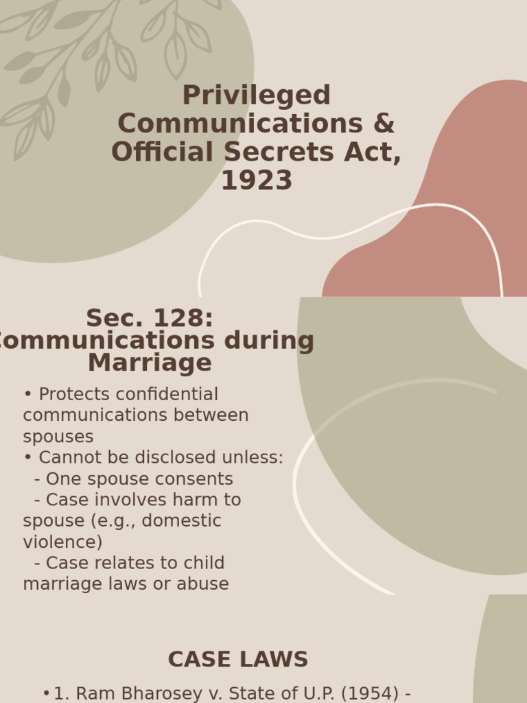 OSA 1923: Privileged Communications | PDF