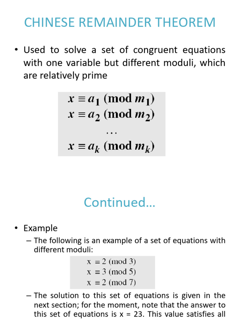 Chinese Remainder Theorem Explained | PDF | Algebra | Abstract Algebra
