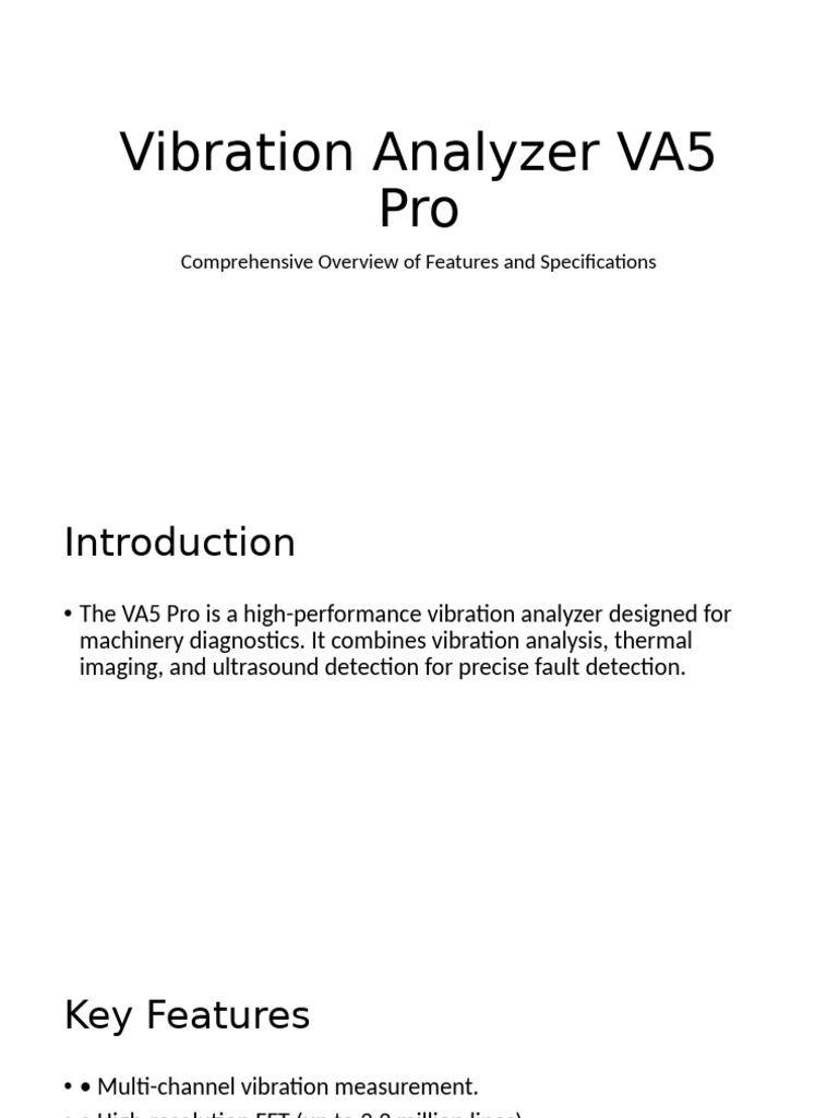 VA5 Pro Vibration Analyzer Overview | PDF