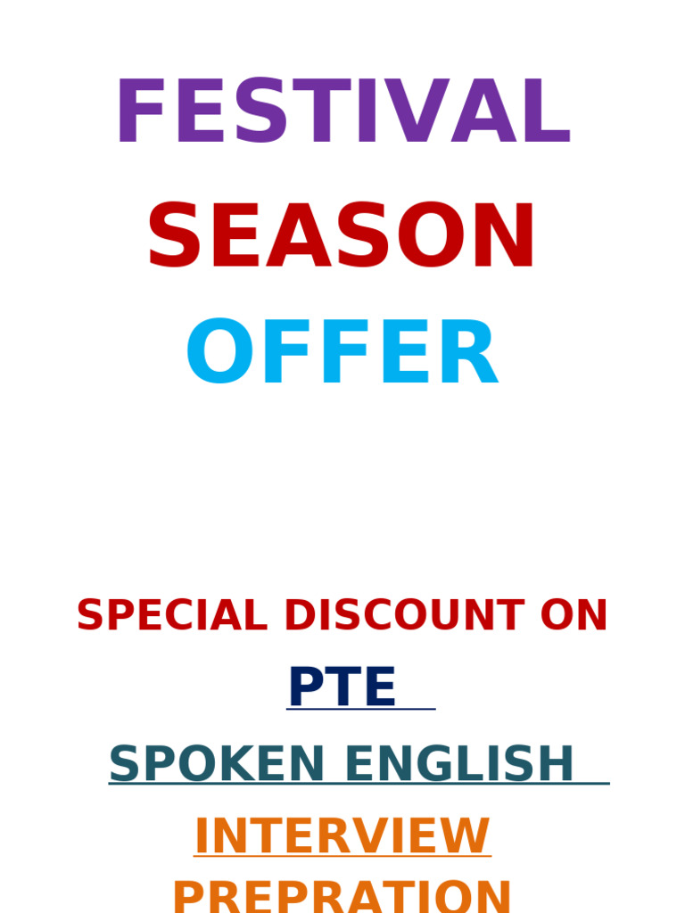 Festival Offer: PTE Classes Discount | PDF