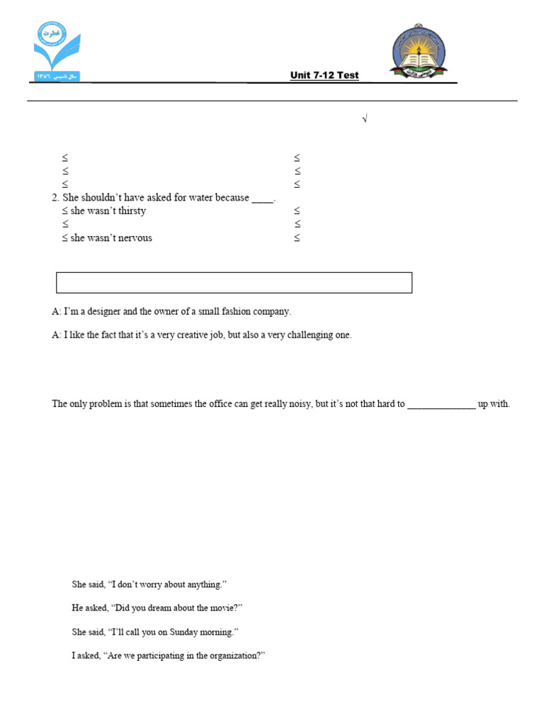 Four Corners Unit 7-12 Test Guide | PDF | Résumé
