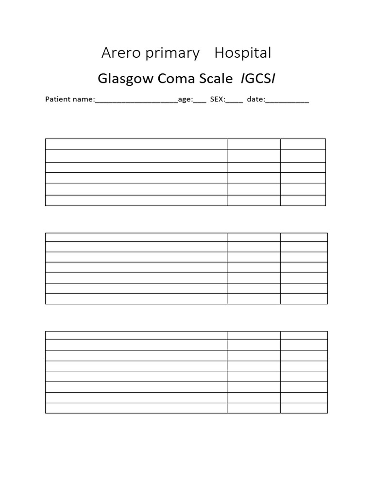 Arero Primary Hospital: Glasgow Coma Scale GCS | PDF