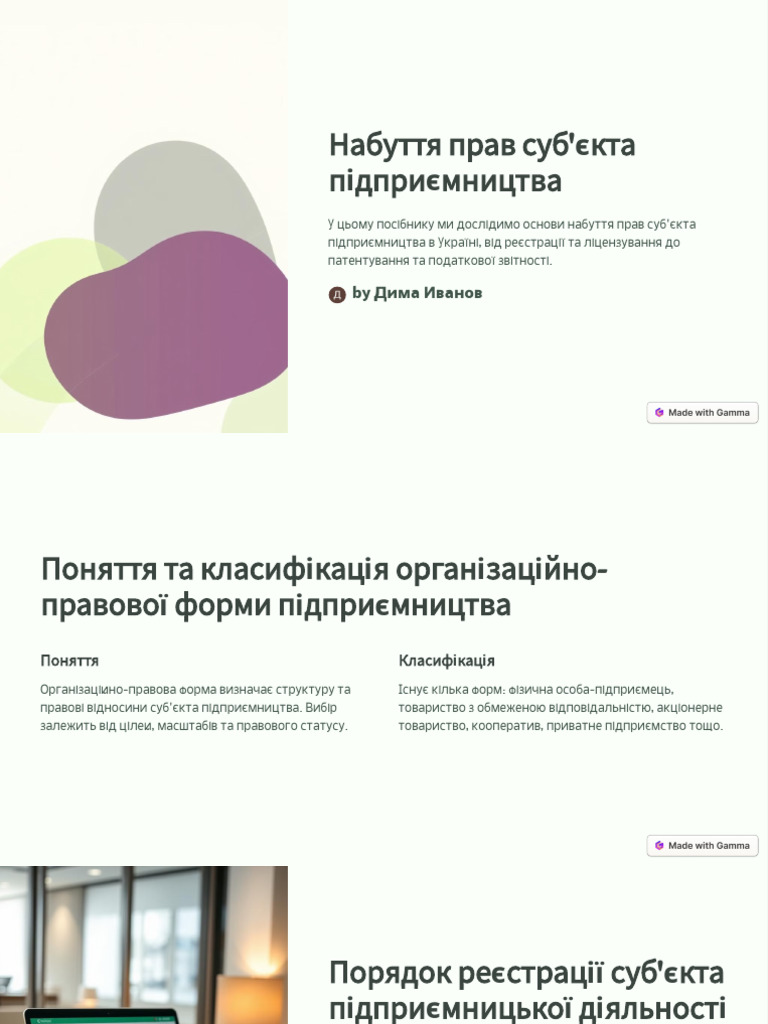 Nabuttya Prav Subyekta Pidpriyemnictva | PDF