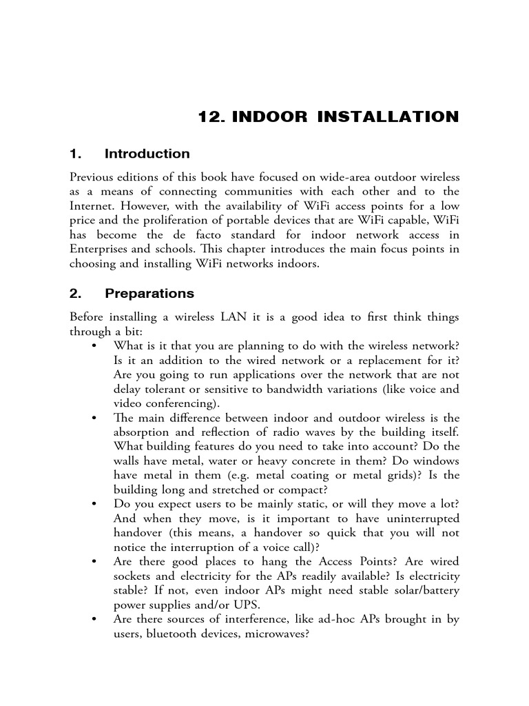 Indoor WiFi Network Installation Guide | PDF | Wi Fi | Wireless Access ...