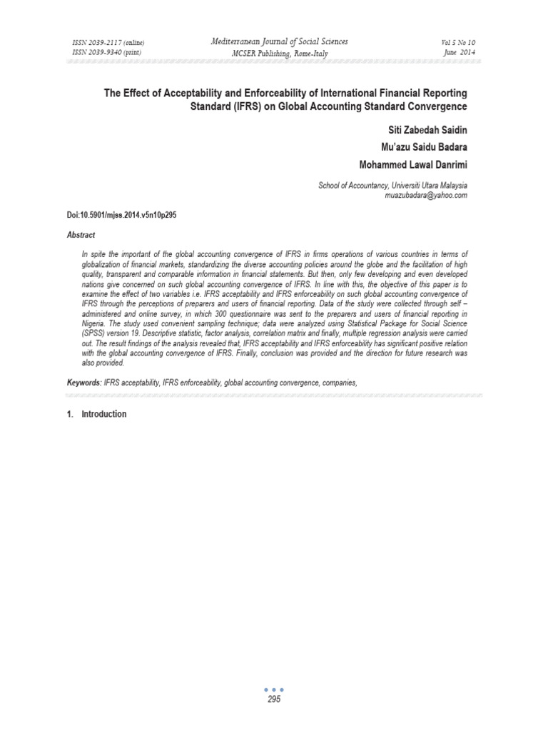 IFRS Impact on Global Accounting Convergence | PDF | International ...