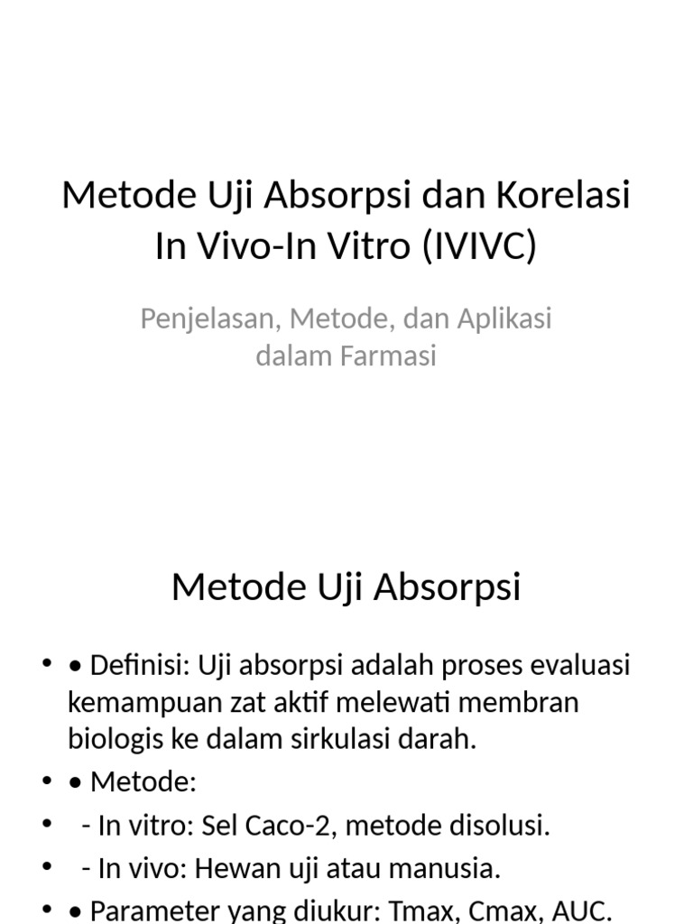 Metode Uji Absorpsi IVIVC | PDF