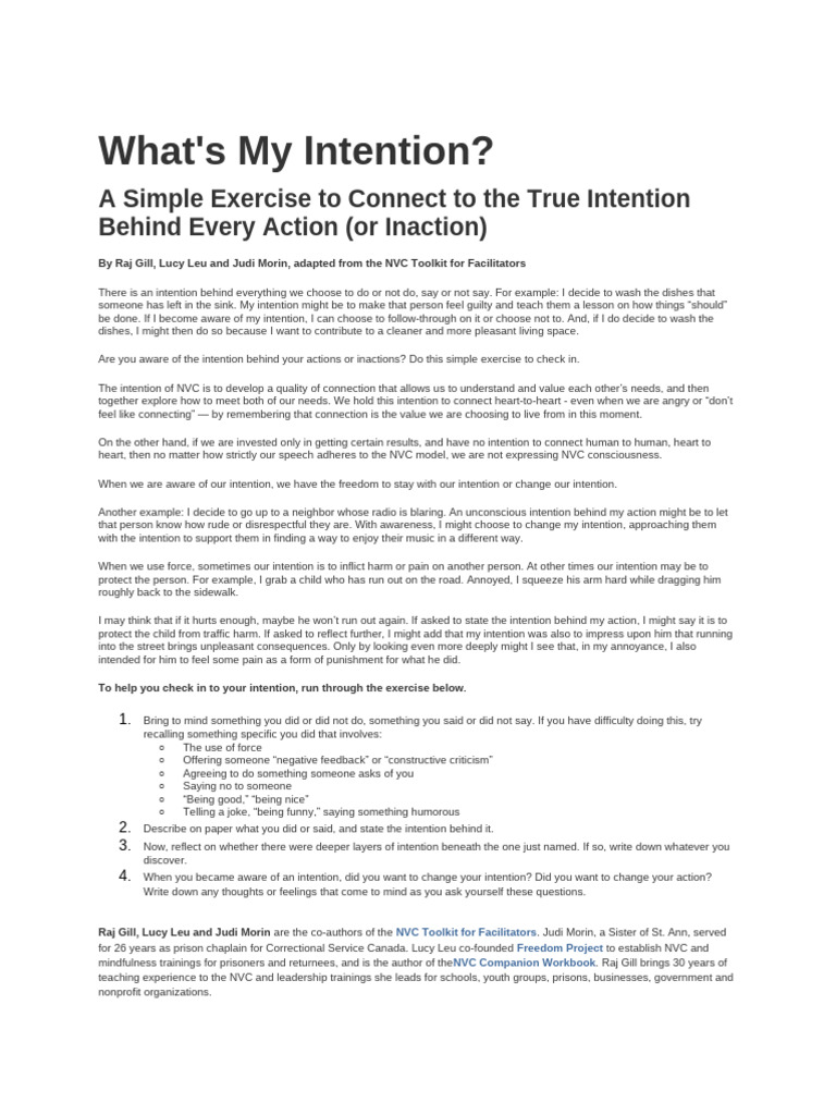 What - S My Intention + Exercício | PDF | Psychological Concepts ...