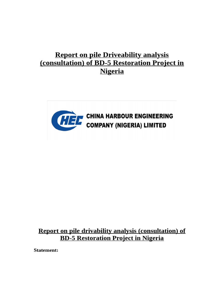 Pile Driveability Analysis for BD-5 Project | PDF | Deep Foundation ...