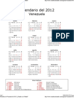 Calendario de Venezuela Del 2012 - ¿Cuándo en El Mundo