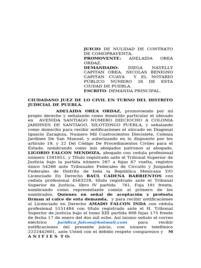 Nulidad de Contrato de Compraventa | PDF | Demanda judicial | Derecho