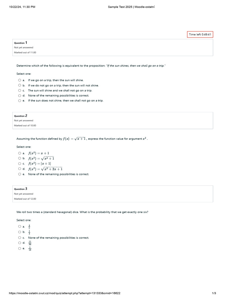 Bie Sample Entrance Exam 2025 | PDF | Mathematics
