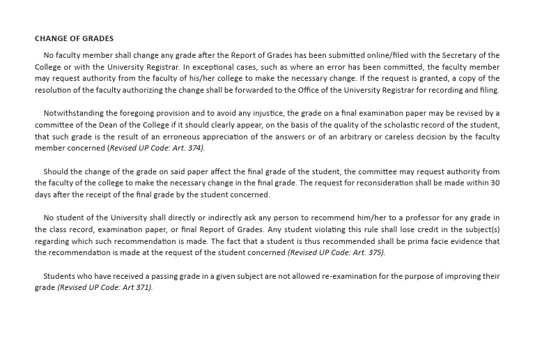 Grade Change Policy and Procedures | PDF