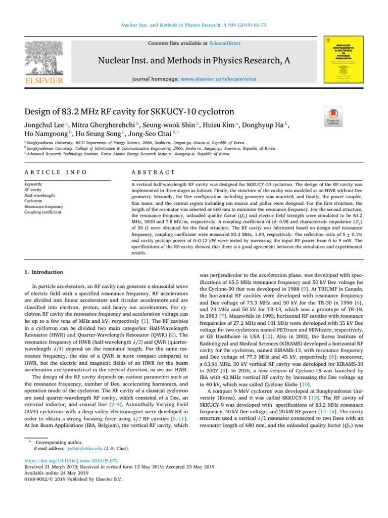 2-Design of 83.2 MHZ RF Cavity For SKKUCY-10 Cyclotron | PDF ...