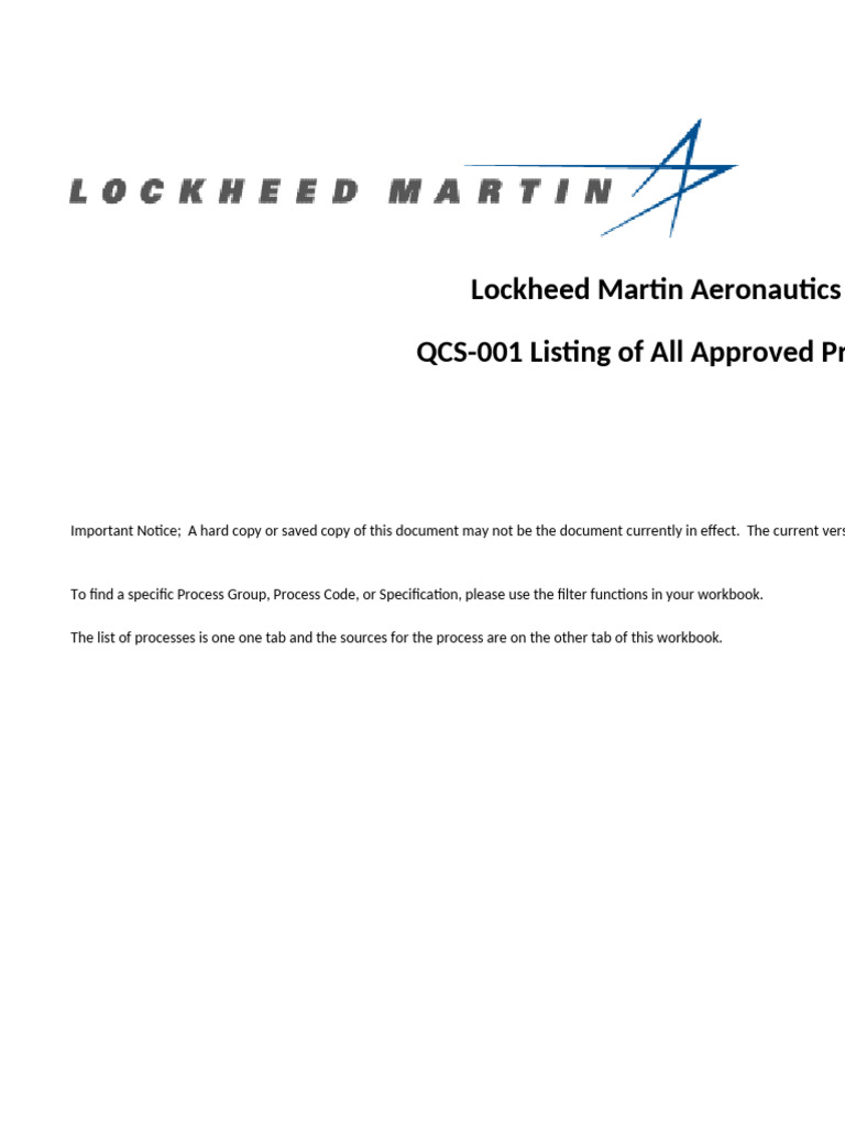 Lockheed Martin Approved Processes List | PDF | Heat Treating | Welding