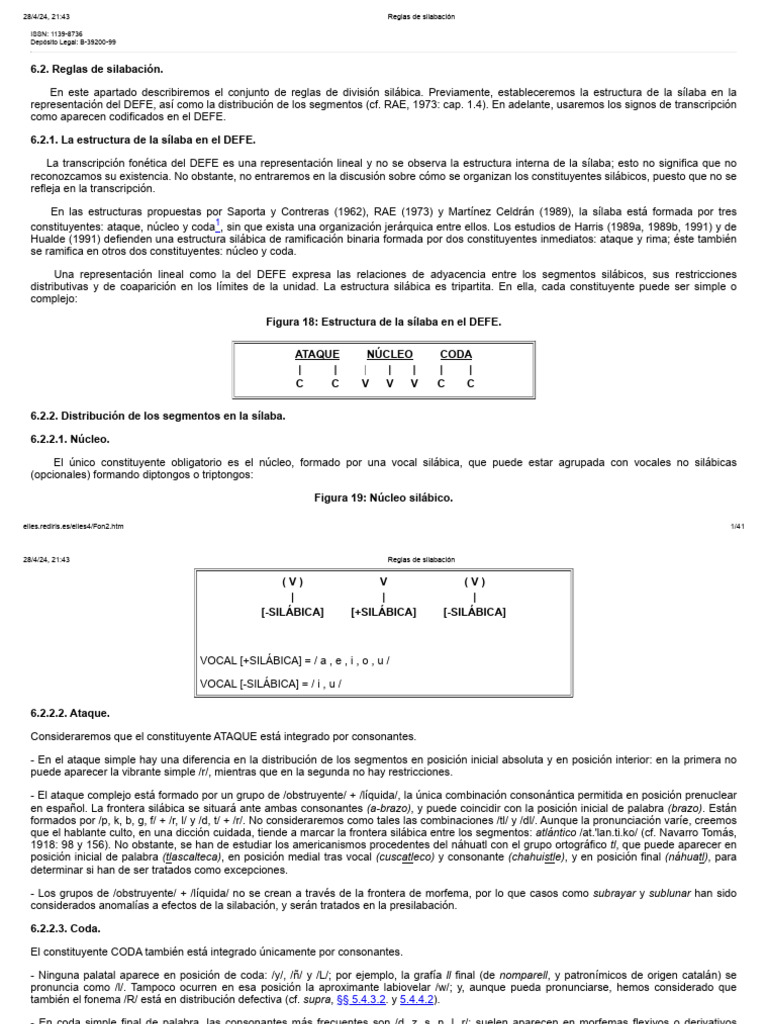 Reglas de Silabación en Español | PDF | Sílaba | Vocal