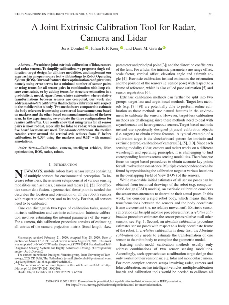 Joint Calibration Tool for Lidar, Camera, Radar | PDF | Lidar