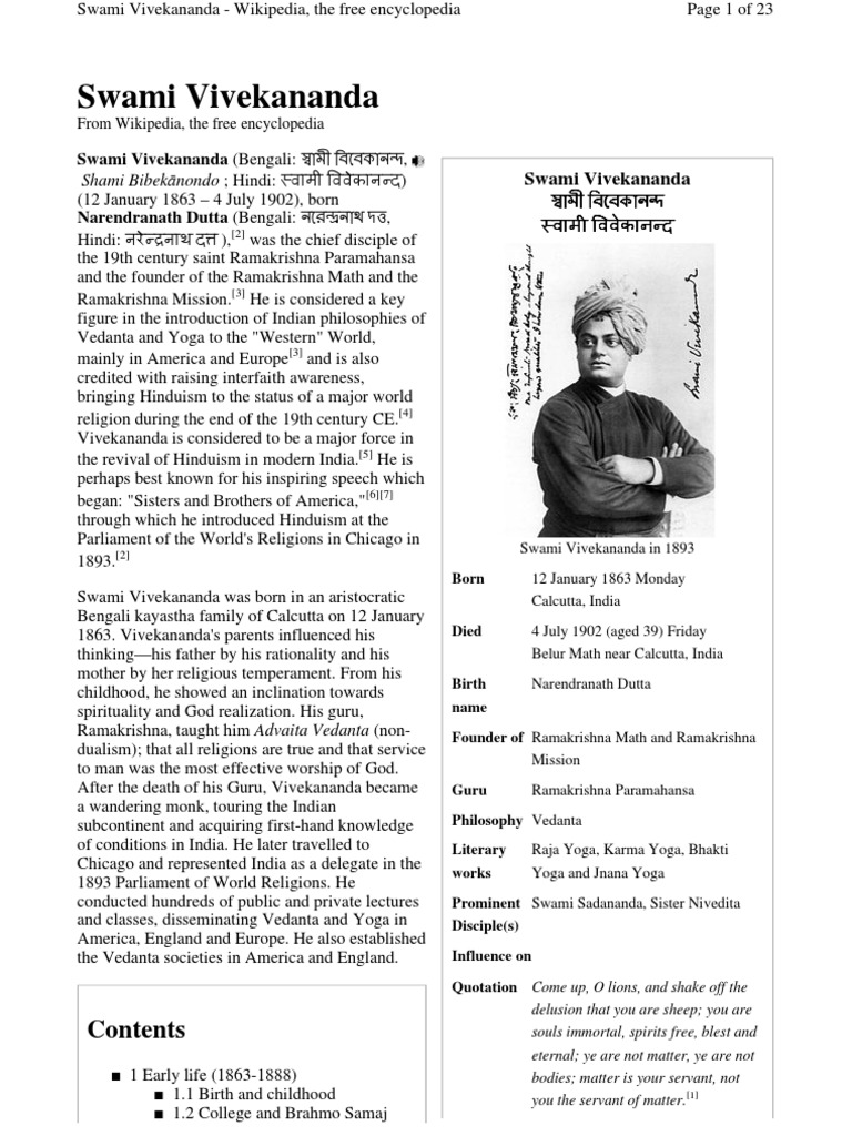 Swami Vivekananda (Bengali: S N | PDF | Swami Vivekananda | Ramakrishna