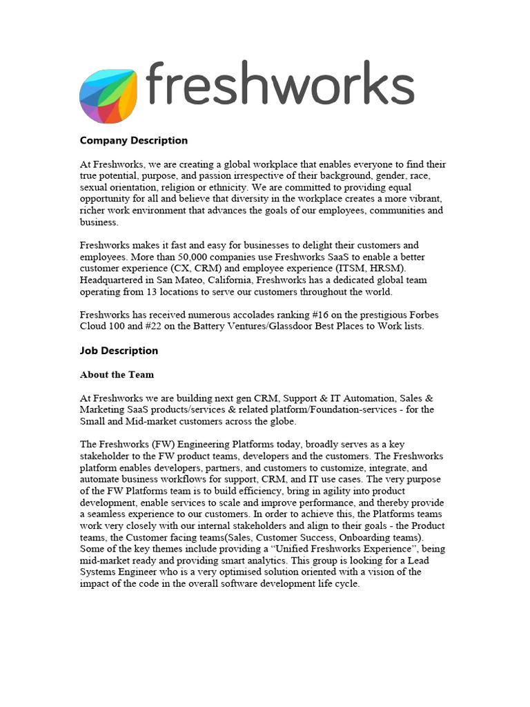 Senior Software Engineer - Systems | PDF | Customer Relationship ...