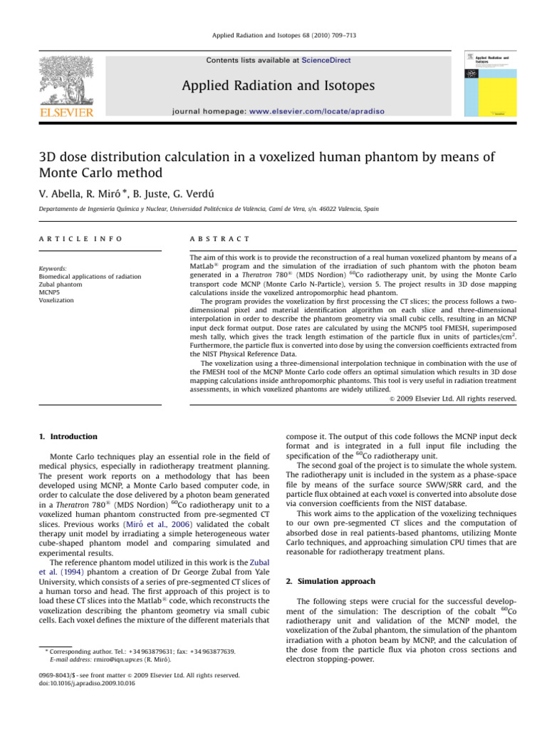 Abella Et Al 2010 3d Dose Distribution Calculation In A Voxelized