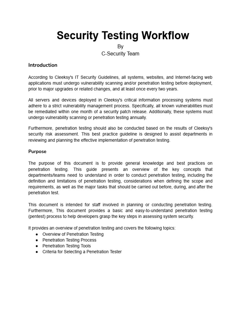 Security Testing Worklfow | PDF | Penetration Test | Security