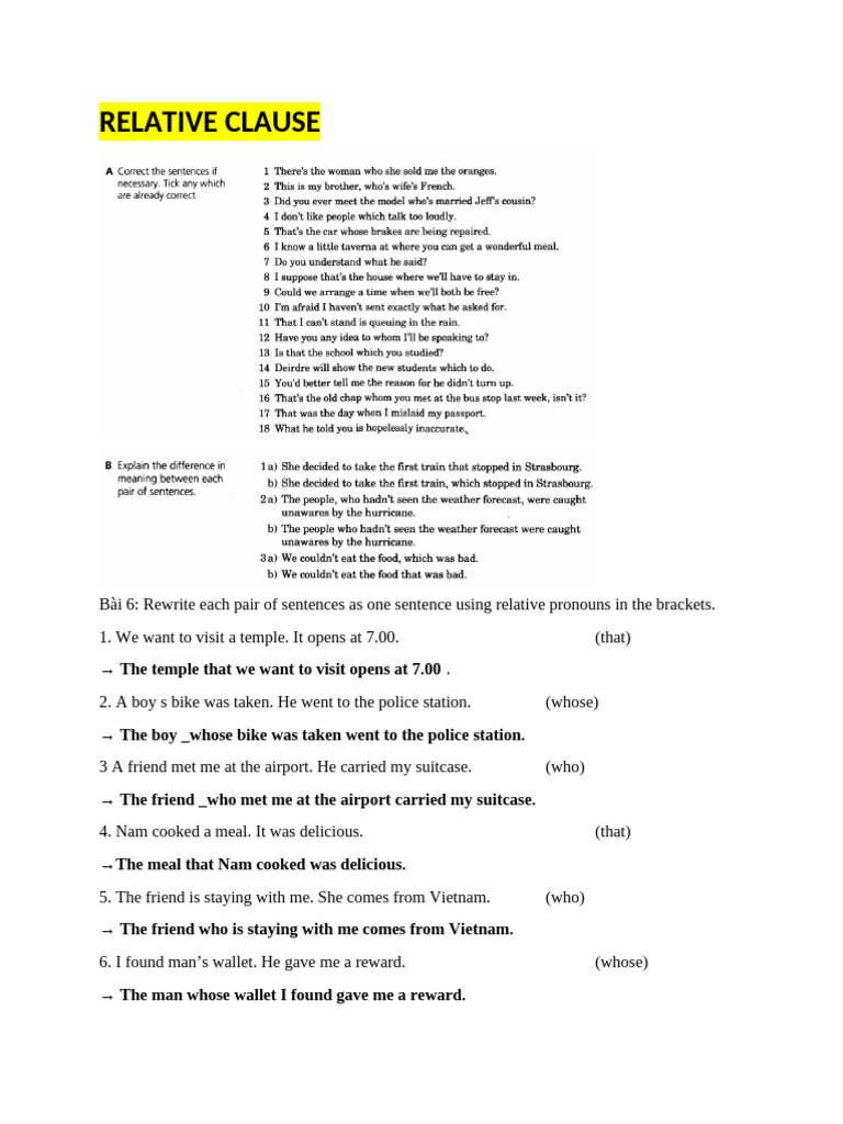 Relative Clauses and Sentence Combining | PDF