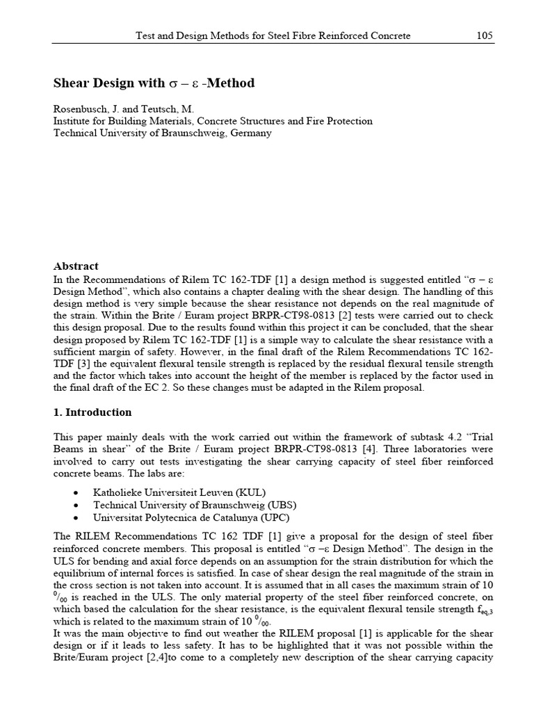 Shear Design Methods for Steel Fiber Concrete | PDF | Fracture | Beam ...
