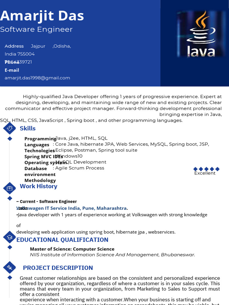 Amarjit Das: Java Developer Profile | PDF | Web Service | Databases