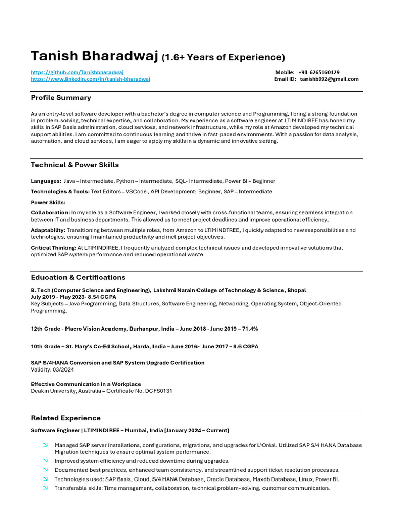 Entry-Level Software Developer Profile | PDF | Cloud Computing | Databases