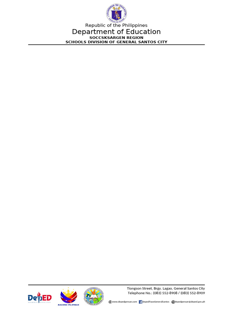 DepEd General Santos City Header/Footer Template | PDF
