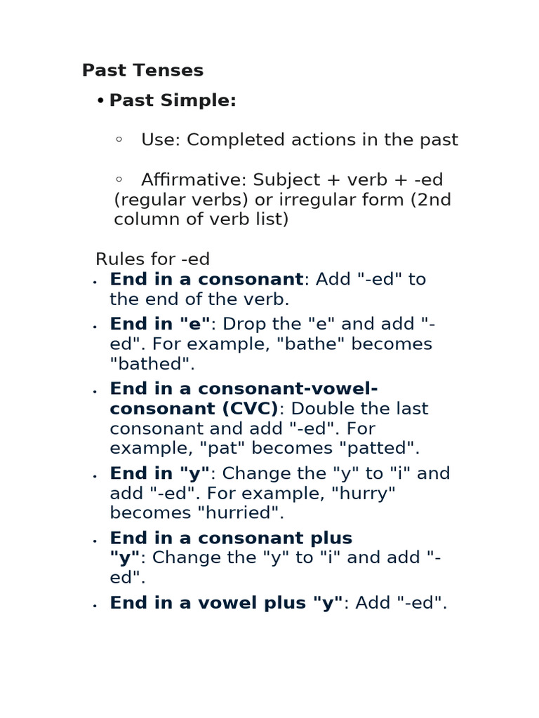 Past Tenses | PDF