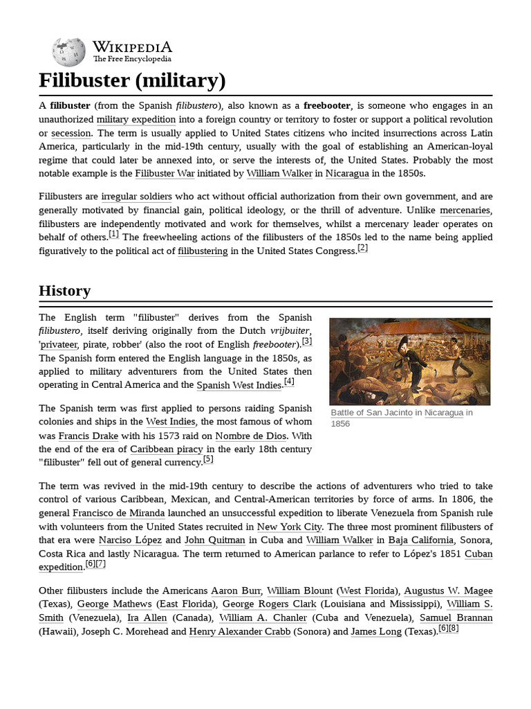 Filibusters in 19th Century America | PDF | Territorial Evolution Of ...